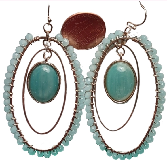 Aqua "Retro" Green Dangle earrings - Picture 9 of 9